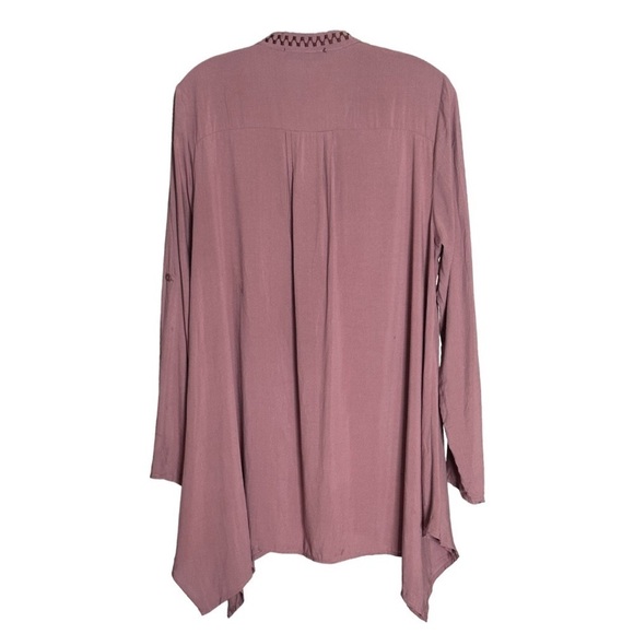 Andree by Unit Mauve Boho Floral Embroidered Lightweight Tunic Top Size M - Picture 4 of 10